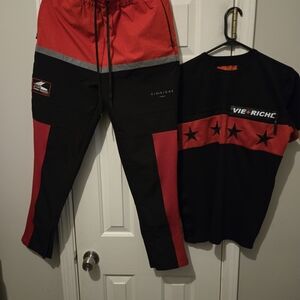 Vie+Riche Men’s Red and Black Jogger Sweatpants
